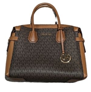 Michael Kors Mercer Medium Saffiano Leather Belted Satchel